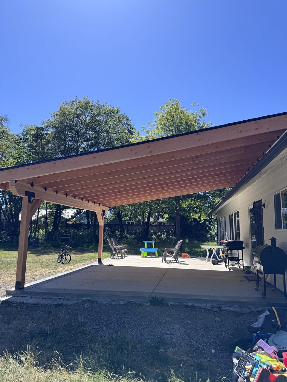 Custom covered outdoor patio and timber pergola